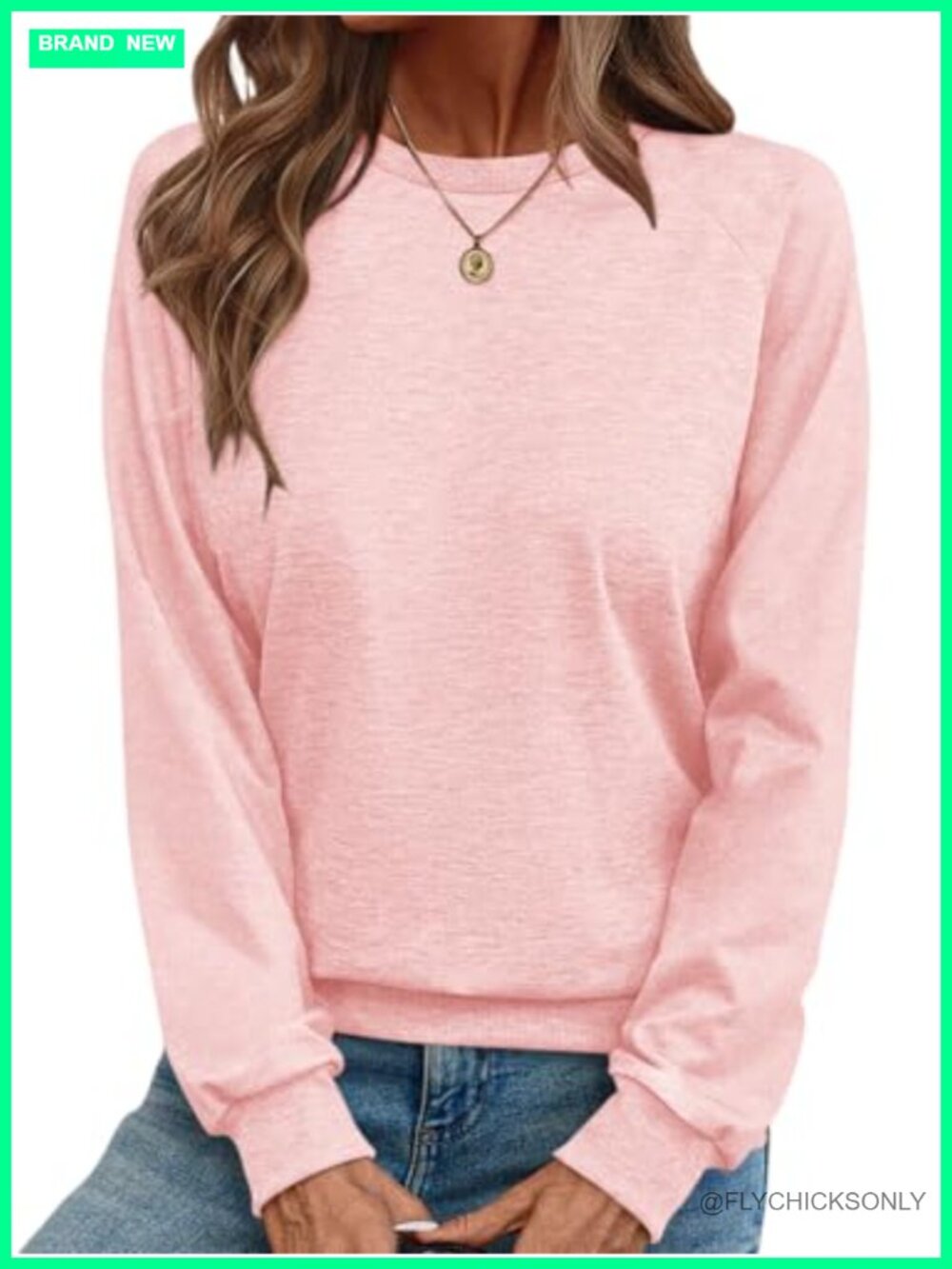 Lightweight Crewneck Sweatshirt Raglan Sleeve Tunic Top